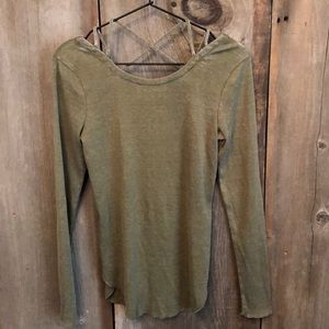 Chaser Strappy Back Ribbed Thermal in Olive Green Size Medium